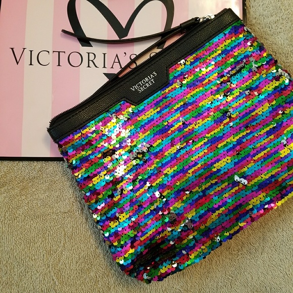 Victoria's Secret Handbags - Victoria Secret Rainbow Sequin Makeup bag